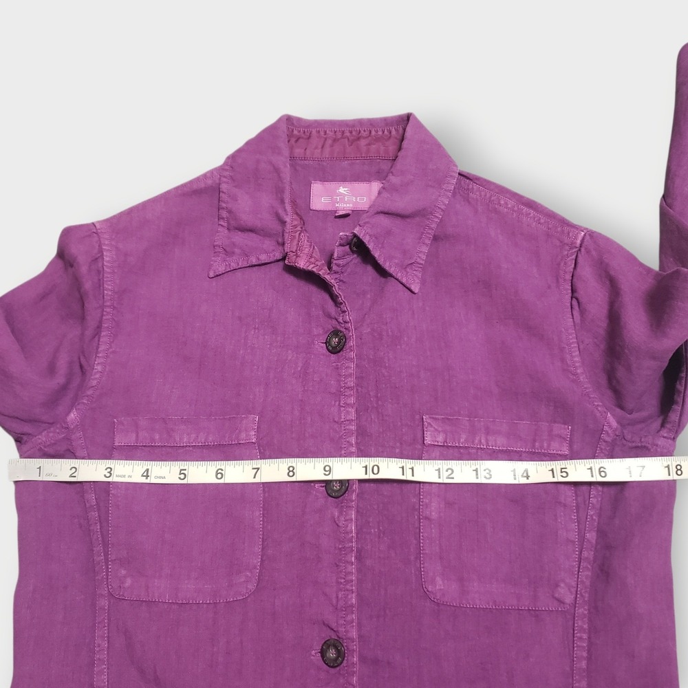 SOLDEtro Milano Purple 100% Linen Button Up Shirt Jacket Shacket Wns Sz 40 (S/4) - Picture 8 of 11